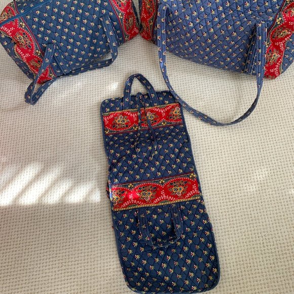 Vera Bradley Handbags - Vera Bradley French Blue Large and Medium Duffels and Toiletry Bag